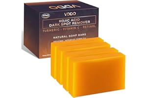 VDDO-Kojic-Acid-Soap, Turmeric Soap for Dark spots with Vitamin C, Vitamin E,Retinol, Collagen, Turmeric - Original,Olive Oil,Hyaluronic Acid for Reduces Dark Spots - 105g*4Pack