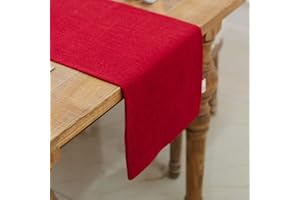 NATUS WEAVER Soft Caddice Faux Linen 2 Side Table Runner, eco-Friendly Fabric Handcrafted Runner, Burgundy 12 x 48 Inch