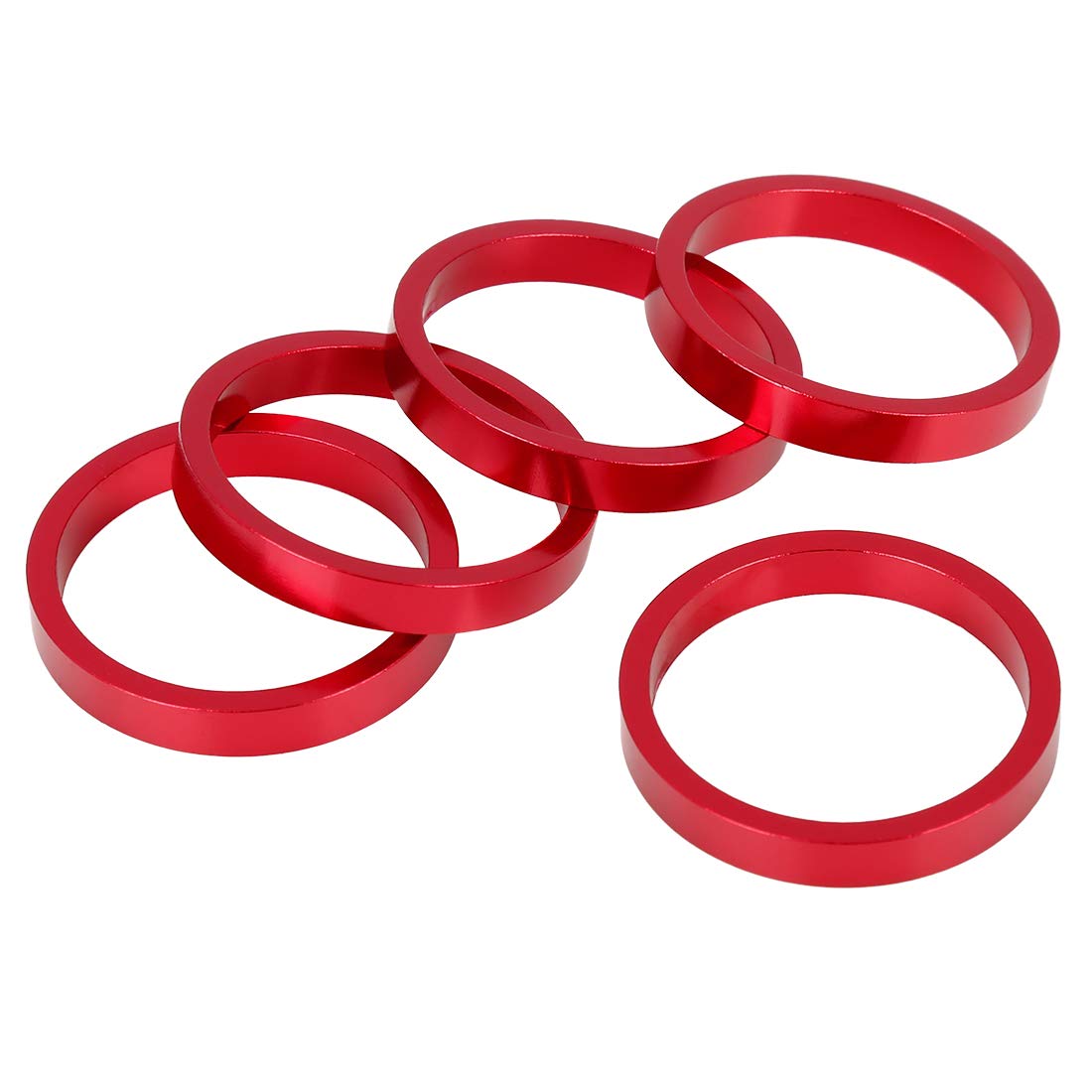 X AUTOHAUX 5 Pcs 5mm Bike Aluminium Alloy Headset Spacer Fit 11/8inch Stem Red