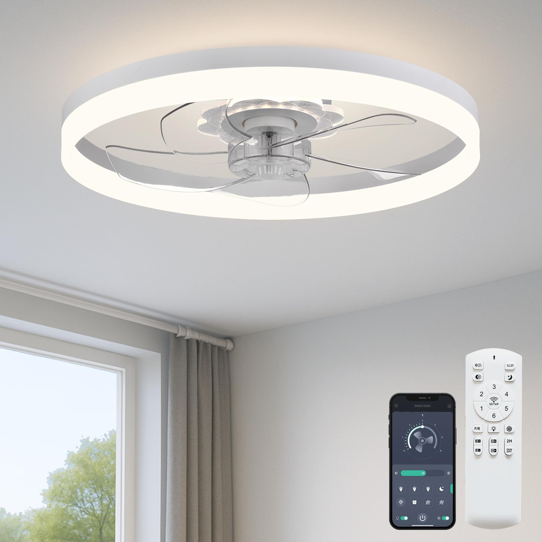 Fszdorj 20‘’ Ceiling Fan with Light, Upgraded