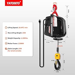 YATOINTO 3 in 1 Electric Hoist Winch, 1100lbs