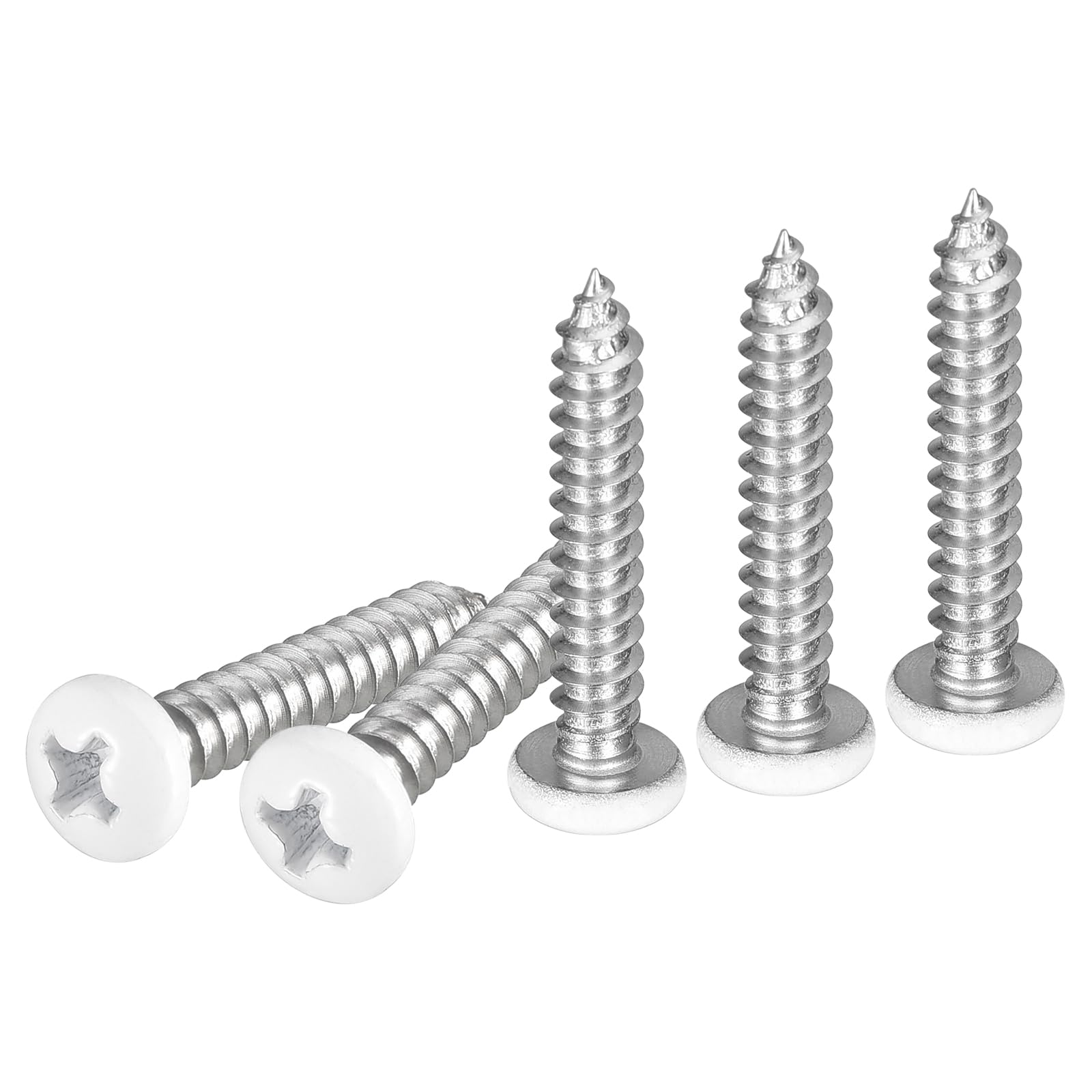 DTGN #8x1" White Screws 100Pack - 304 Stainless Steel Pan Head Phillips Sheet Metal Screw Self-tapping Screw Wood Screws — image 1