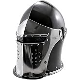 THOR INSTRUMENTS Black Steel Barbuta Helmet - Medieval Knight Armor with Visor, Wearable for LARP, Cosplay, Renaissance Fairs, Halloween, Historical Reenactment for Collectors