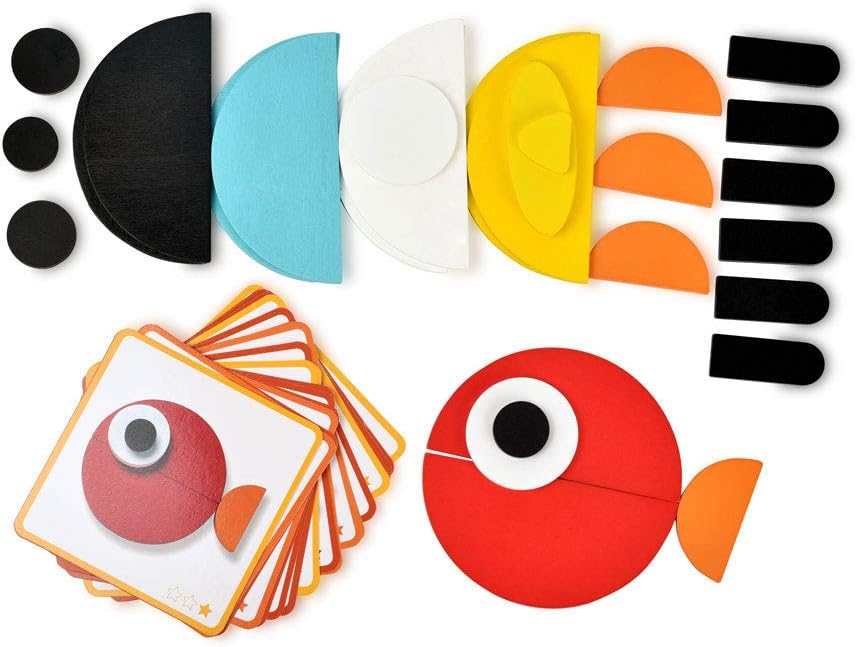 BOHS Creative Animals Themed Pattern Blocks Set - Visual Motor Activity Puzzles for Toddlers and Preschool Kids Gift