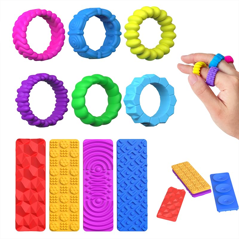Photo 1 of 10PCS Sensory Fidget Toys, Finger Anxiety Rings & Textured Suction Toys for Kids Adults Calming , Anxiety Relief Items for Toddler Girls Boys?Classroom Treasure Box & Pinata Stuffer Gifts