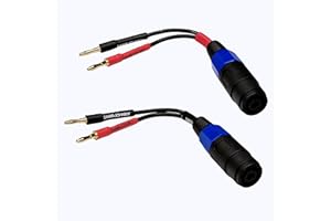 Sam&Johnny 4mm Banana Plug to Female Speakon Speaker Adapter Cable 12AWG, 6 Inch - Mono Speakon Female Jack to Banana Cable - 2 Pack, black, SAM9890