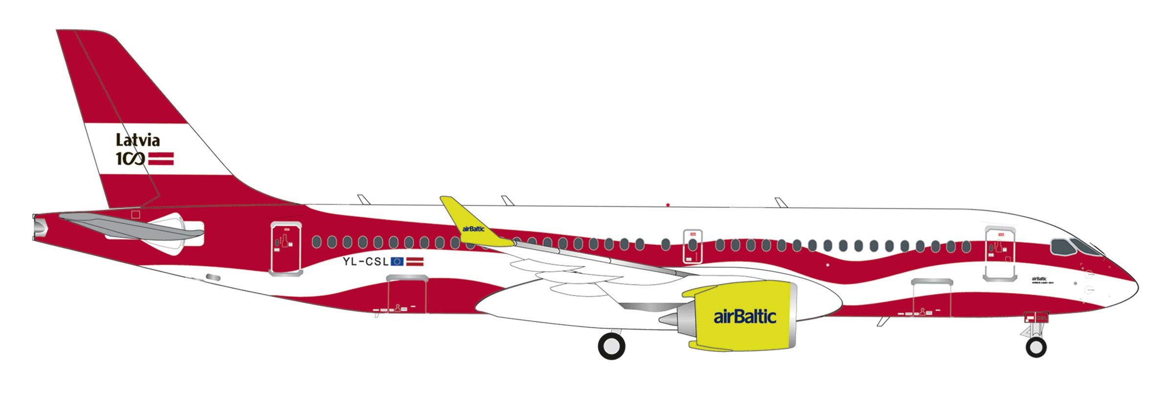 herpa airBaltic Airbus A220-300 Latvia 100" Wings/Collection Aircraft