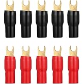 TOPPERFUN Spade Terminals Connectors: 10Pcs Spade Connector 4GA Gauge Strip Terminal Fork Adapters Connectors Plugs Crimp Barrier s for Speaker Wire Cable Terminal Plug（A0329）