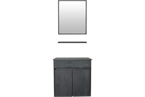 eclife 24" Bathroom Vanity Cabinet Wall Mounted Concrete Grey Cabinet Two Doors Pedestal Cabinet Vanity Set with Mirror (Single Cabinet Only)