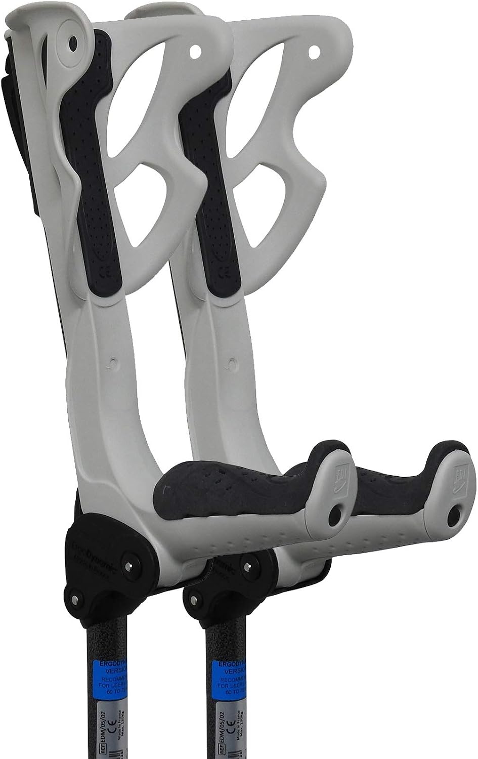 FDI Ergodynamic Pro Shock Absorbing Ultra Comfort Elbow Open Cuff Adjustable Crutches - Medium 60-75kg White