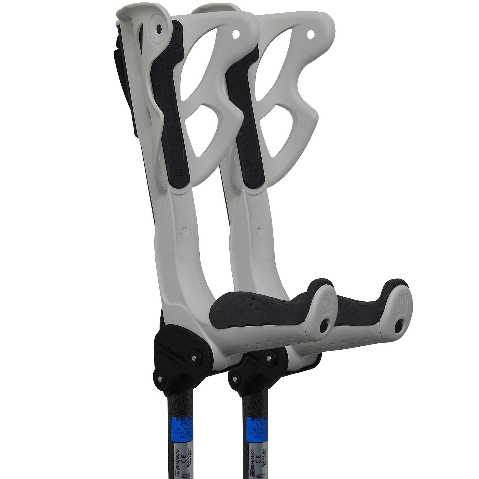 FDI Ergodynamic Pro Shock Absorbing Ultra Comfort Elbow Open Cuff Adjustable Crutches - Medium 60-75kg White