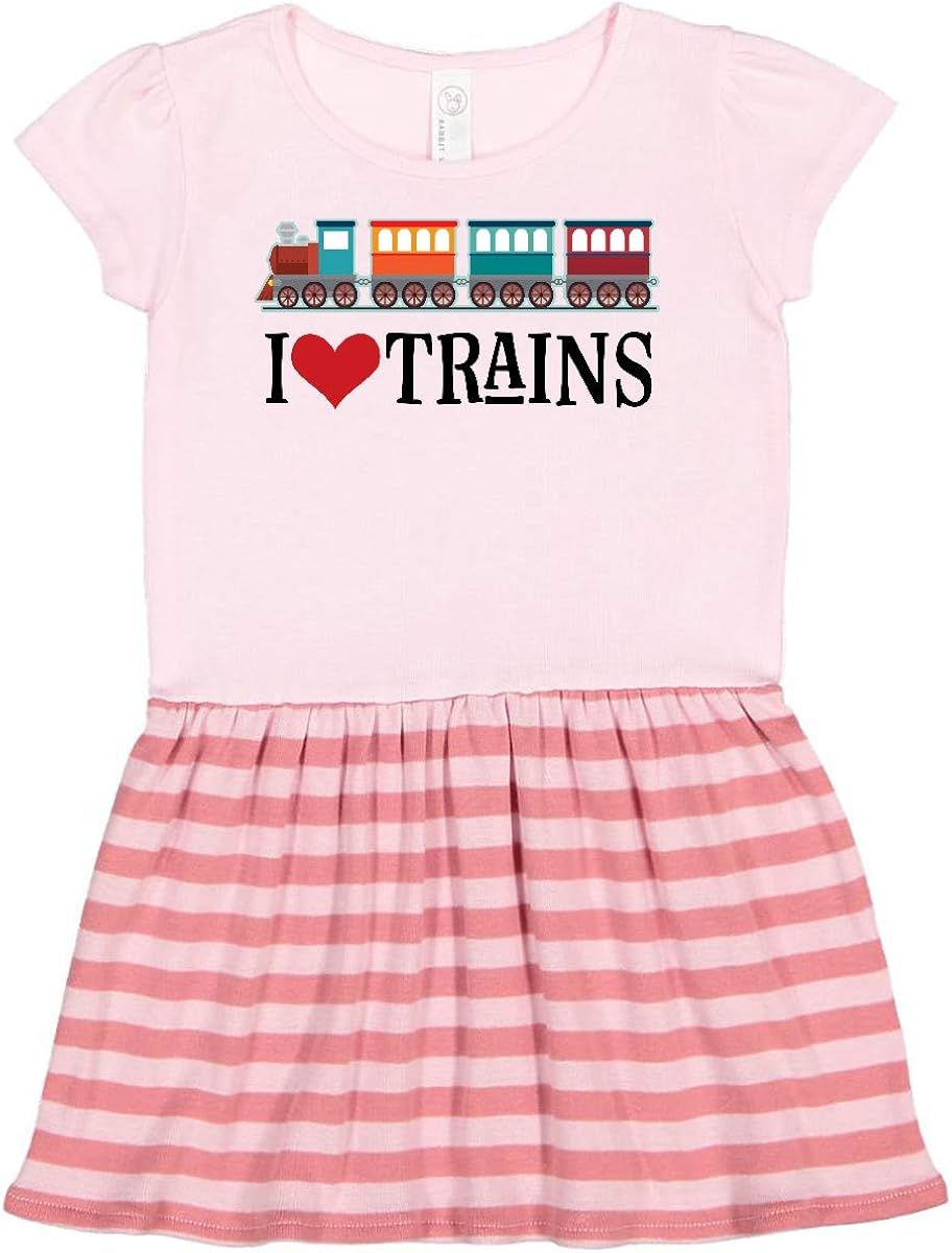 inktastic I Love Trains Toddler Dress Clothing