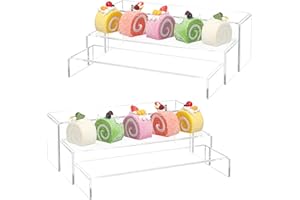 CQ ACRYLIC Yieach Large Clear Acrylic Risers Display Stands,6 Pcs Rectangular Display Risers for Funko Pop,Figures,Food,Showcase Collectibles Display Shelf,Retail Desktop Risers Display Stand and Decoration