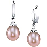 THE PEARL SOURCE Drop Shape Pink Freshwater Cultured Pearl Elegance Earrings for Women