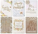 Wedding Greeting Cards - 36-Pack, 6 Rustic Designs Bulk Greeting Cards and Envelopes for Wedding, Engagement, Bridal Shower, Congratulations to Newlywed, Bride and Groom, Mr. and Mrs, 5 x 7 Inches