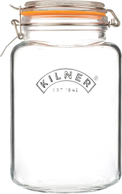 Kilner Square Clip Top Jar 3L Airtight Glass Jar for Preserving Food