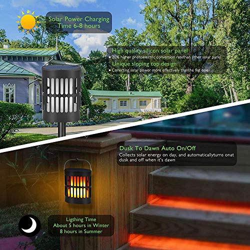 Balight Solar Flickering Flame Lights, Outdoor Sloar Torches Lights Hanging Sloar Lantern Lights Waterproof Landscape Lawn Decoration Lighting Dusk to Dawn Auto On/Off for Patio Garden Yard (1 Pack) - Thumbnail 5