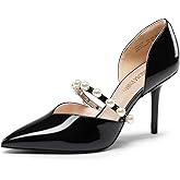 DREAM PAIRS Women's Closed Toe High Heels Stiletto Pointed Toe Strappy Pearl Elegant D'Orsay Dress Wedding Party Pumps Shoes
