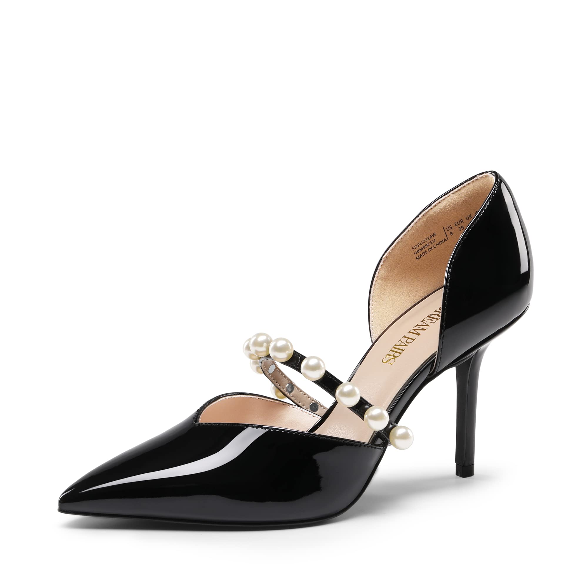 Escarpins à Talons Hauts Dream Pairs – Bout Pointu, Nœud Amovible, Sangle Cheville, Satin, Talon 10 Cm