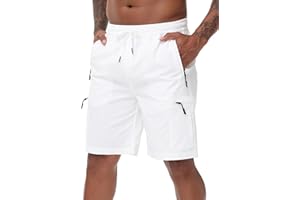 Satankud Men's Cargo Hiking Shorts 9" Lightweight Golf Shorts for Casual Work Travel Outdoor 5 Zipper Pockets