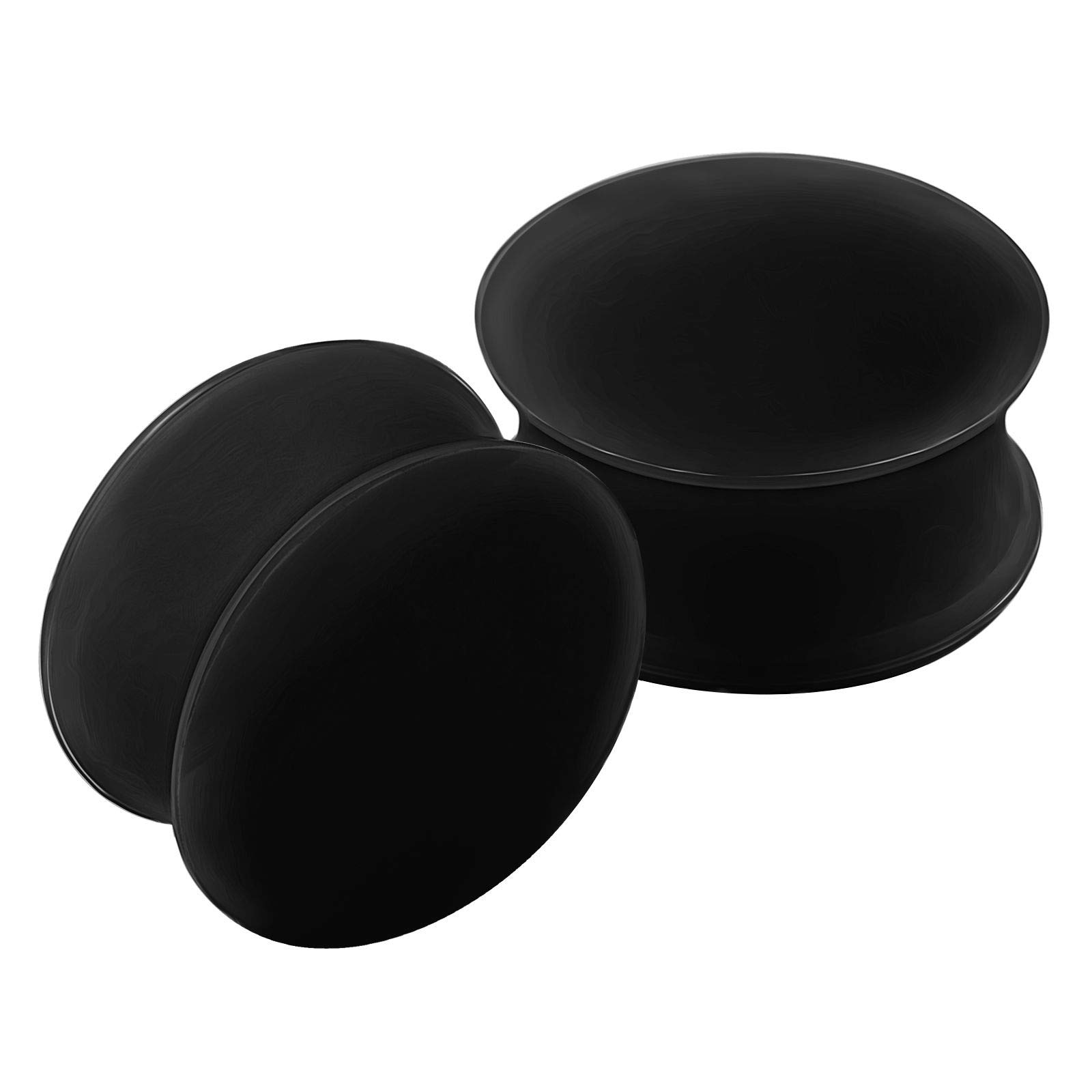 KJM FASHION 2PCS Silicone Black 3/4 inch 20mm Double Flared Saddle Earring Earring Stretcher Ear Gauges Lobe Piercing Jewellery 2673