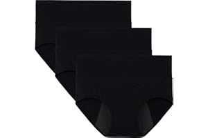 INNERSY Women's Period Underwear Postpartum Cotton Panties Menstrual Hi-Waist Briefs 3-Pack