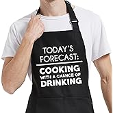 Rokasreke Funny BBQ Apron for Men with Pockets, Cooking Aprons for kitchen, Grilling Gifts for Dad Mom Birthday Christmas