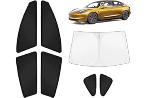 KUST Car Window Shades for Tesla Model 3 2018-2025 2026 Windshield Sun Shade Side Window Cover UV Block Privacy Protection Accessories for Camping Blackout Rear Back Full Set 7PCS