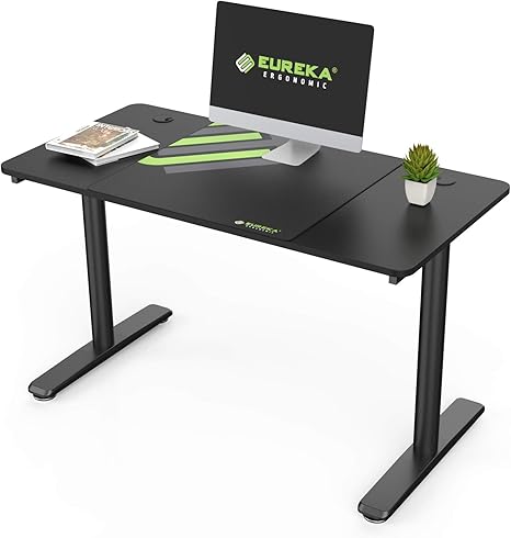 Eureka Ergonomic Modern Computer Desk Pc Table With Mouse Mat For Home Office Laptop And Pc 120 X 60 Cm Black Amazon De Kuche Haushalt