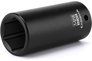 CASOMAN 1/2" Drive x 1-1/16" Deep Impact Socket, 6-Point, SAE, CR-MO