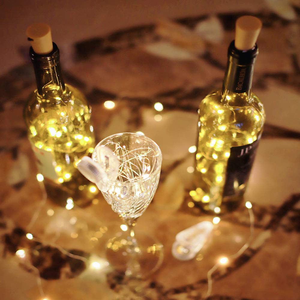 XIHADA Wine Bottle Lights with Cork, 20 LED Battery Operated Fairy String Lights Mini Copper Wire Bottle Lights for DIY, Party，Decor，Christmas,Thanksgiving Day,Wedding (10 Packs, Warmwhite)