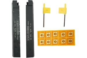 JIAROUTK 1/2" Indexable Carbide Turning Tool, 12mm CNC Shank Insert Holder Set W/ 12pcs CCMT32.51 CCMT09T304 Carbide Turning Insert Blade for Lathe Cutting Stainless Steel Polish，T15 Wrenches (CCMT09T304)