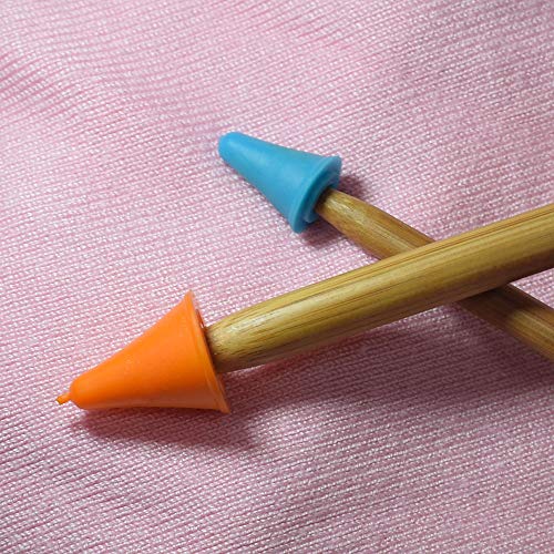 ZHONGJIUYUAN 40pcs Rubber Knit Knitting Needles Point Protectors for Sweater Weaving Knitting Craft Tool 2 Sizes (Random Color)