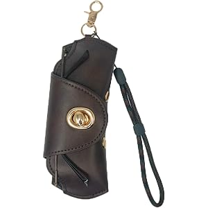 Pjsrsdaee PU Leather Sunglasses Case with Turn Lock and Keychain Clip