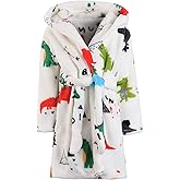 DNggAND Boys Girls Bathrobes,Toddler Boy Girl Robes,Children's Plush Soft Coral Fleece Hooded Pajamas Sleepwear for Kids