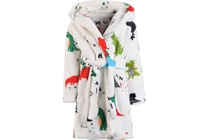 DNggAND Boys Girls Bathrobes,Toddler Boy Girl Robes,Children's Plush Soft Coral Fleece Hooded Pajamas Sleepwear for Kids
