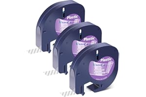 USUPERINK 3 Pack Compatible for Dymo Letratag Refills Clear Plastic Label Tape 16952 S0721530 12mm x 4m 1/2'' x 13' for Dymo Letratag Label Maker Refills LetraTag Plus LT-100H LT-100T 200B