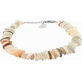 CRYSTALIS Natural Multi Moonstone Plain Submarine Beads Adjustable Gemstones Bracelet, Chakra Healing Stones, Gift Giving Jewelry, 925 Sterling Silver Womens Bracelet 8 inch [June-Birthstone]