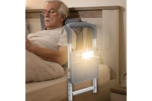 Agrish Bed Rails for Elderly Adults - with Motion Light & Storage Pocket, Bedside Assist Bar for Seniors & Surgery Patients - Medical Bed Handles w/Extendable Height & Lenth Fit Any Bed