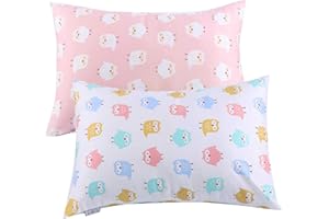 Kids Toddler Pillowcases - 2 Pack Pillowslip Case Fits Pillows Sized 13 x 18 or 12x 16 for Kids Bedding Pillow Cover Pink/White Owl Baby Pillow Cases - by UOMNY