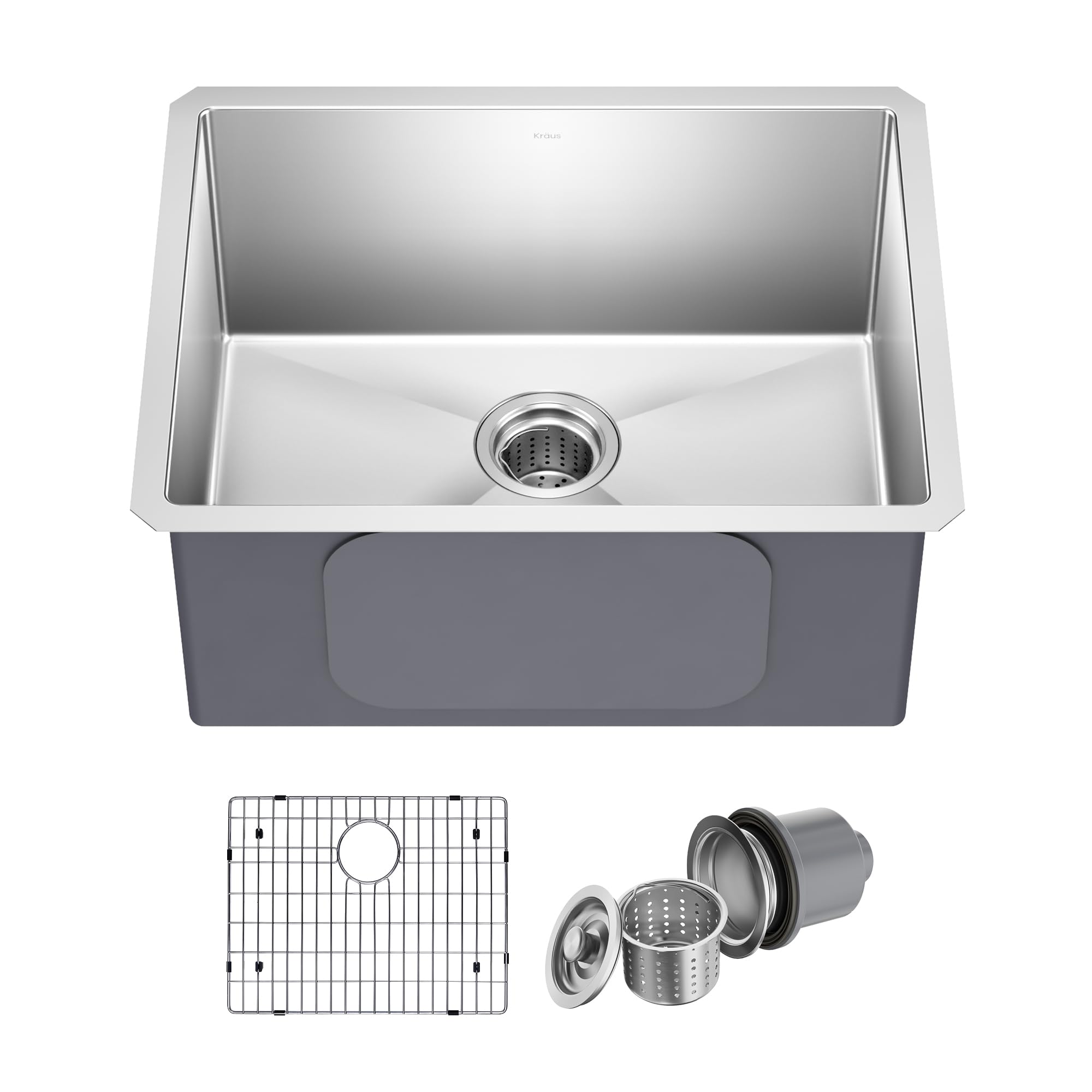 KRAUS Standard PRO 23-Inch 16 Gauge Undermount Single Bowl Stainless Steel Kitchen Sink, KHU101-23