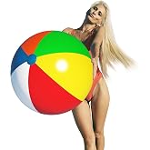 Pijaborg Beach Ball, Inflatable Beach Ball Bulk Durable and Thick Beach Balls for Pool Beach Outdoor Activities