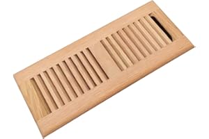 Razo Red Oak Wood Floor Register, Drop in Vent Cover with Damper, 6 x 14 Inch (Duct Opening), 3/4 Inch Thickness, Unfinished