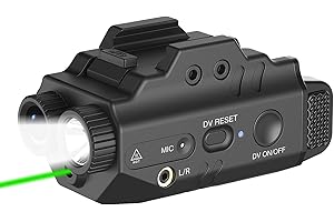 Defentac 500 Lumens Pistol Light Laser Combo with HD 1080P Camera is Compatible with Picatinny Rail, Rechargeable Tactical Flashlight and Green Laser Sight with Strobe/Momentary