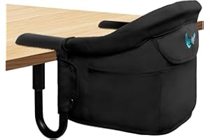 LULUNEMO Hook on High Chair,Portable Foldable High Chair for Babies 6-36 Months, Includes Storage Bag (Black)