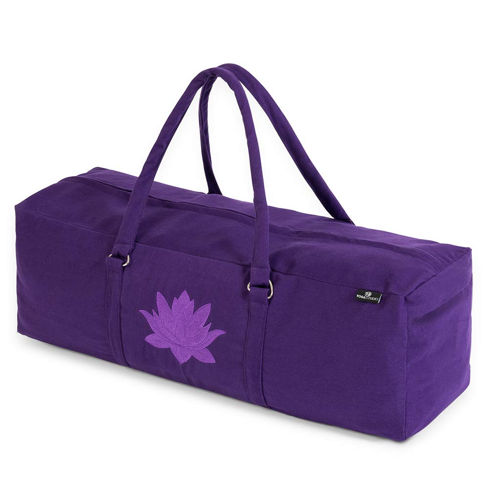 Yoga Studio Yoga Kit Bag | YKK Full Zipp Fastening Carrier Equipment Bag | Cotton Yoga & Pilates Unisex Mat Bag with Storage Pocket Compartments for Mats & Accessories | Fits Most Mat Sizes - Purple