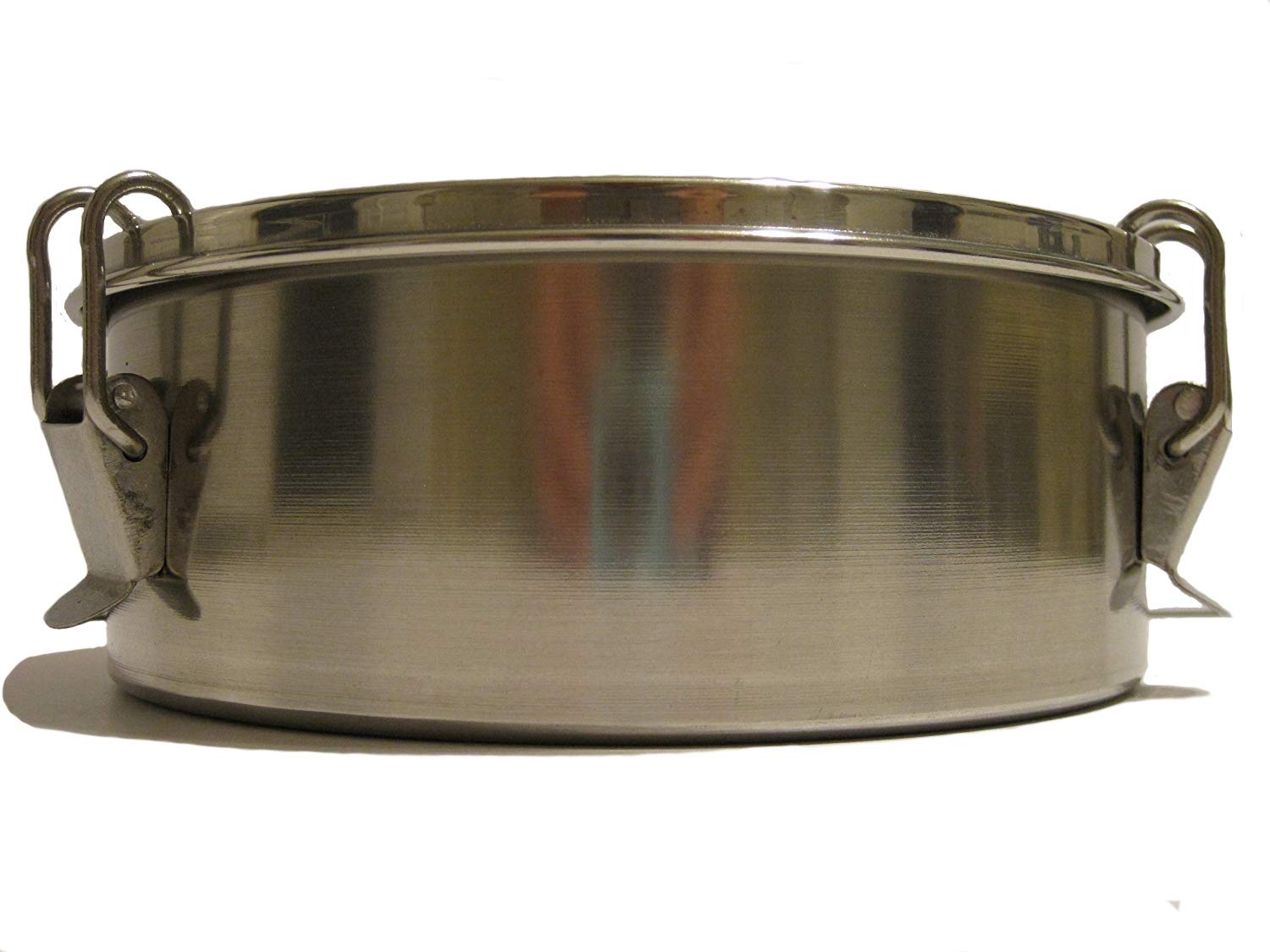 Photo 1 of 1.5 Quart Round Flan Pan with Straight Sides 6 3/4 Inches Diameter Stainless Steel with Locking Top