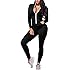 CoolooC Women's Hoodie Long Sleeve Zip Up Pockets Bodycon Romper Jumpsuits