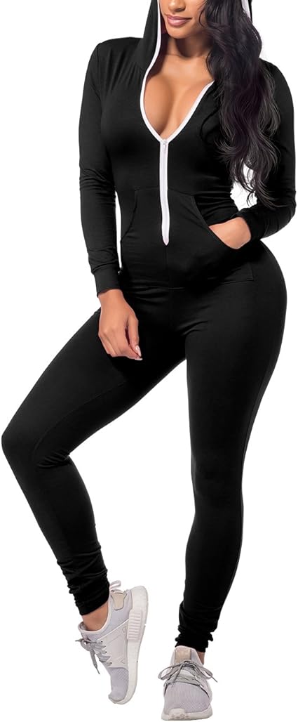black long sleeve bodycon jumpsuit