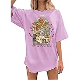 jusgai Magic Kingdom Tshirts for Women Cute Castle Shirt Oversized Bows Graphic Tee Family Vacation Short Sleeve Tops